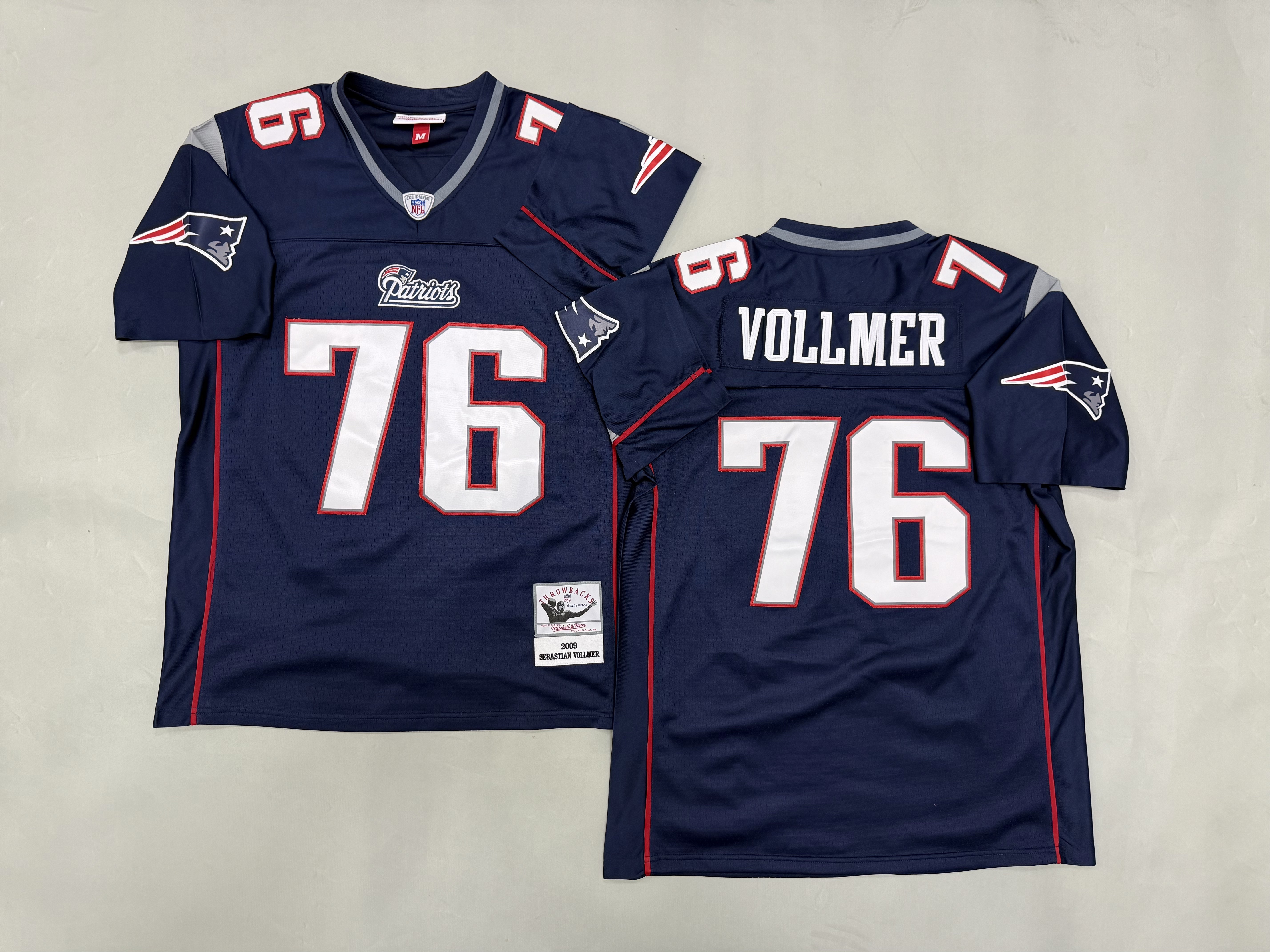 Men 2026 New England Patriots #76 Vollmer Blue Throwback Game NFL Jersey 001